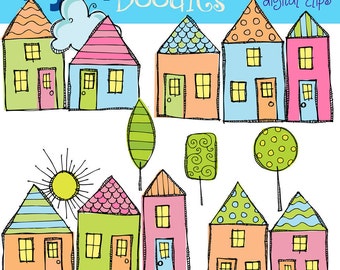 KPM Pretty little houses digital clipart