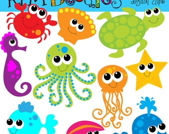 KPM Bright Sea Creatures digital clip art