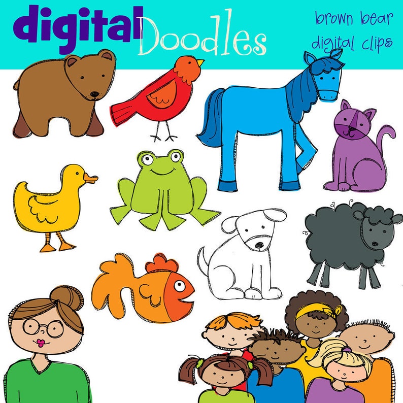 KPM Bear and Friends Digital clip art image 1