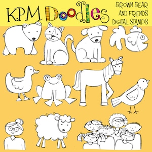KPM Brown bear and Friends Digital  Blackline Stamps
