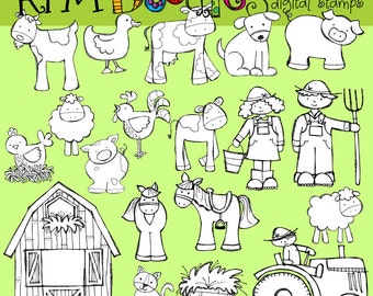 KPM On the Farm Digital black line stamps