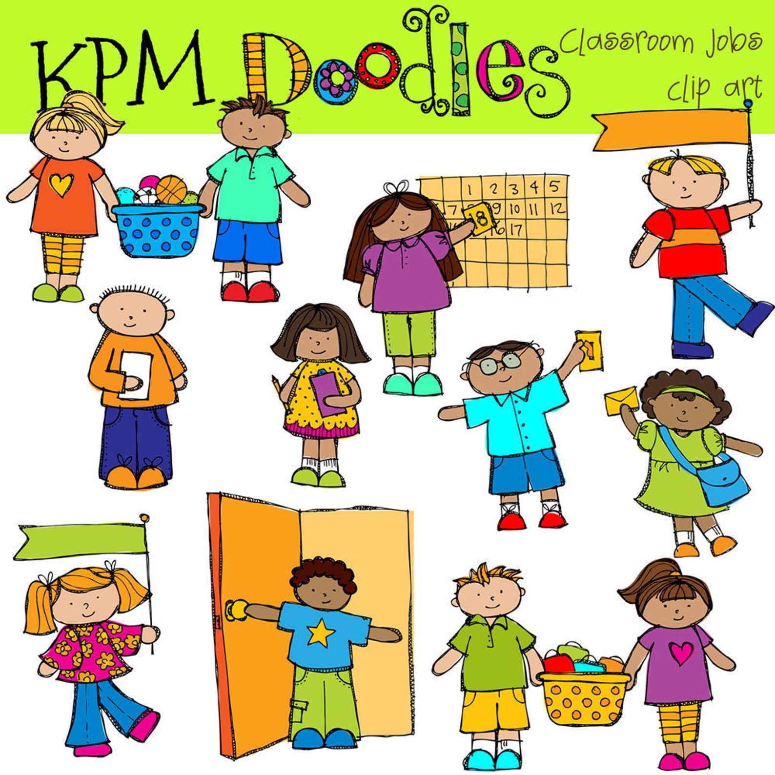 KPM Classroom helpers jobs Digital Clip art COMBO image 1.