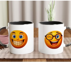 Emoji Mood Mug – Expressive Faces in Vibrant Design – Funny Ceramic Coffee Cup for All Your Feels – Perfect Gift for Teens & Office Days