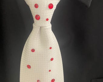 Starburst White Tie with Light Siam Swarovski Rhinestones