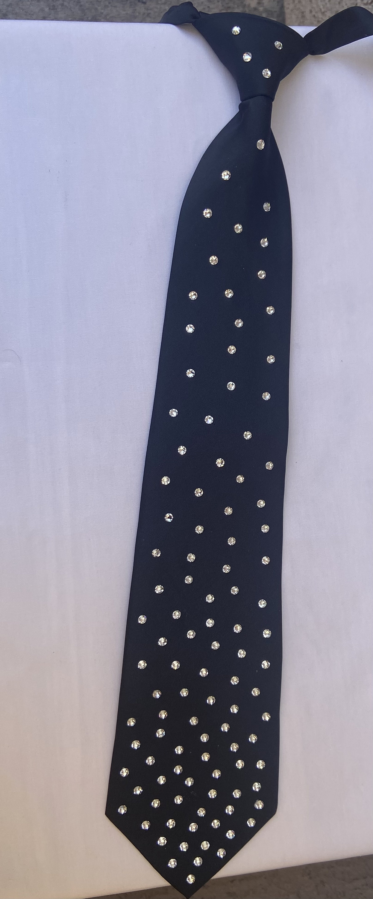 Cascading Stars Black Tie with Crystal Swarovski Rhinestones