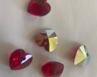 Genuine Vintage Swarovski 14.4x14 Heart Pendants Assorted colors