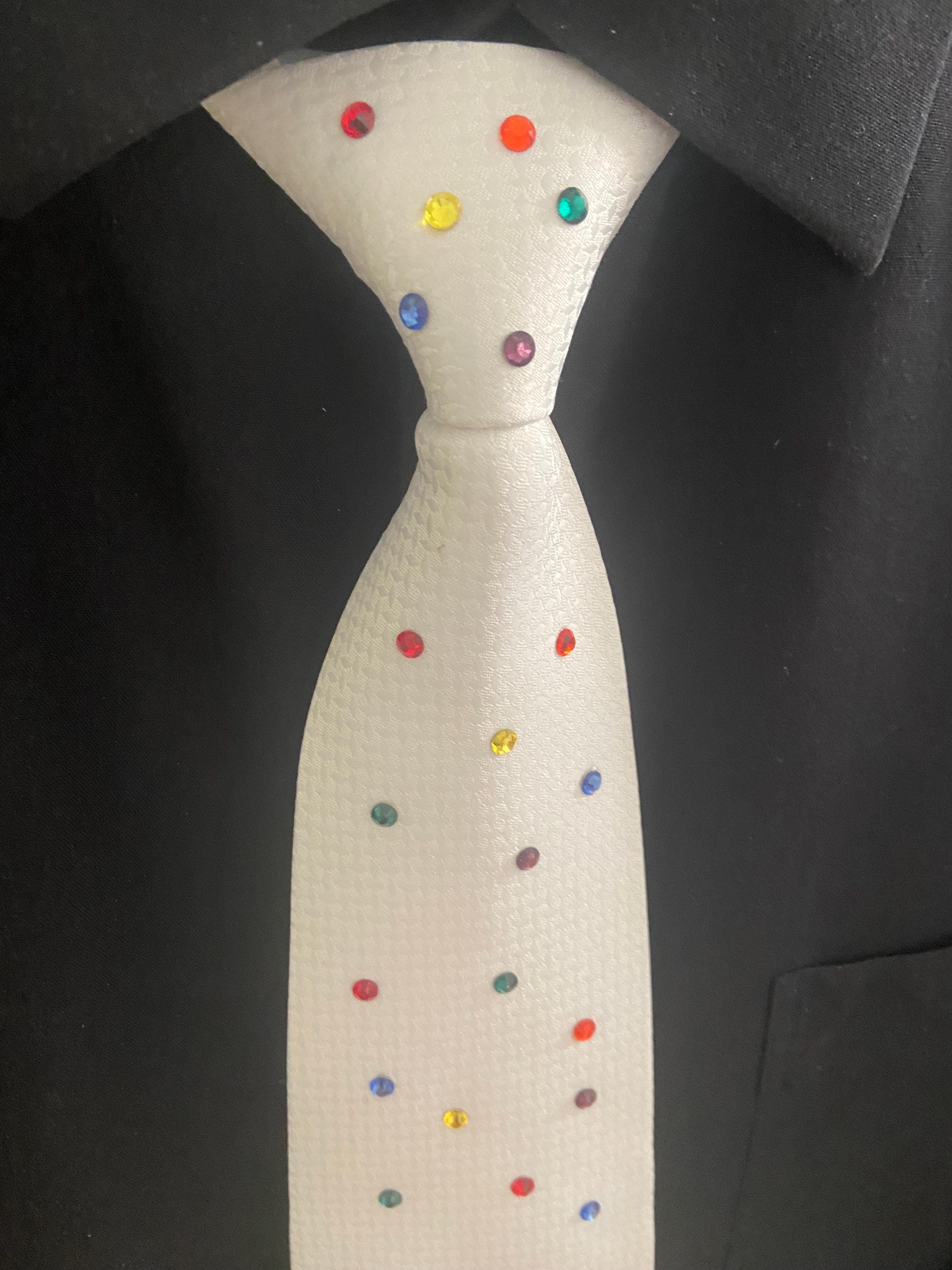 rainbow polka dot tie