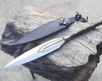 Lanza de caza de acero al carbono forjada a mano, lanza vikinga con mango de palisandro, regalo para actividades al aire libre para él.