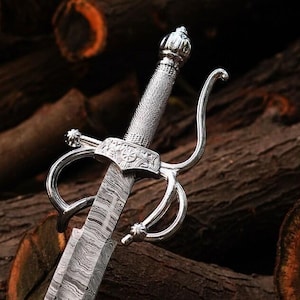 Espada de Damasco forjada a mano inspirada en Zoro con vaina / Espada de pared hecha a mano / Regalo para él, cosplay o coleccionistas