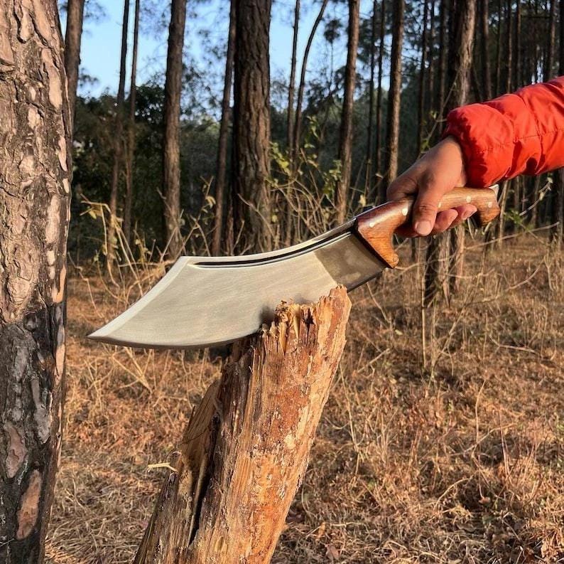 Handmade J2 Steel Cleaver Knife Rustic Kitchen & Camping Tool