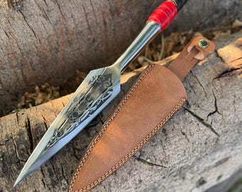 Hand-Forged High Carbon Steel Viking spear | 34" Full Tang Ashwood Handle