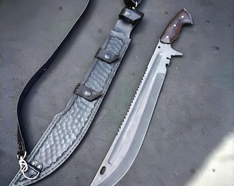 Hand Forged Carbon Steel Knife 22" Rosewood Handle Outdoor Tool