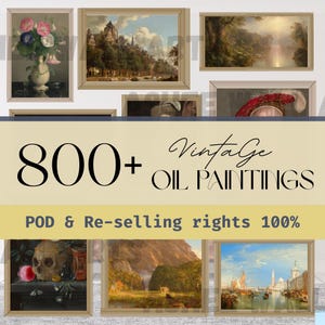 800 Vintage Oil Painting Collection: Landscape & Portrait Art (Digital Download)