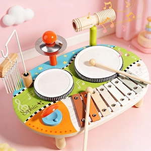 Tambor de piano personalizado, juego de instrumentos musicales Montessori, juguete musical con nombre personalizado, xilófono arcoíris, regalo de Navidad, juego musical para niños pequeños.