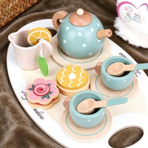 Personalized Wooden Tea Set: Montessori Pretend Play Toy,Christmas gifts,Halloween party Gifts