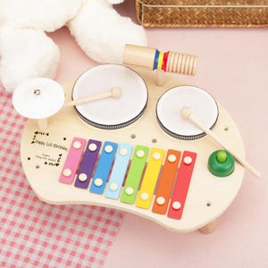 Personalized Wooden Piano Drum Toy: Montessori Musical Instrument