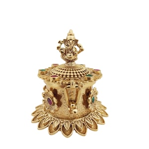 Indian wedding Gift Lord Ganesha Style Gold Plated Sindoor Dabbies Kumkum Box wedding Gift Jewelry Sindoor dabbi Kumkum Box