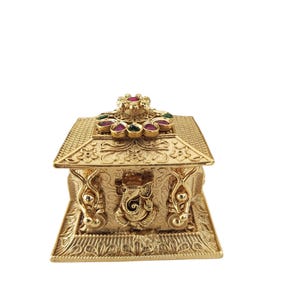 Indian wedding Gift Lord Ganesha Style Gold Plated Sindoor Dabbies Kumkum Box wedding Gift Jewelry Sindoor dabbi Kumkum Box