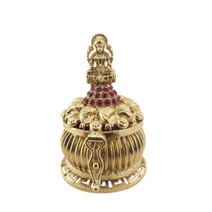 Indian wedding Traditional Gift God Laxmi Style Gold Plated Sindoor Dabbies Kumkum Box wedding Gift Jewelry Laxmi Sindoor dabbi