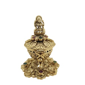 Indian wedding Traditional Gift God Laxmi Style Gold Plated Sindoor Dabbies Kumkum Box wedding Gift Jewelry Laxmi Sindoor dabbi