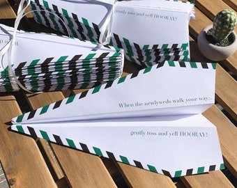 85 Striped Paper Airplanes to Throw at Your Ceremony Sendoff or Reception Exit, Unique Wedding Exit Idea, Recyclable Wedding Decor, Custom