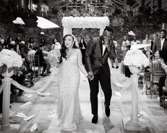 75 Folded Striped Paper Airplanes for Your Wedding Send Off - Unique Wedding Exit Ideas, Let Love Fly High, I Now Pronounce You, Newlyweds