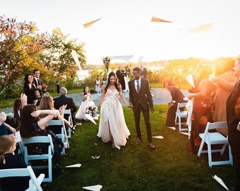 100 Pre-Folded Paper Airplanes for a Fun Wedding Sendoff - Wedding Exit Ideas, Custom, Personalization, Pilot Bride or Groom, Aviation Theme