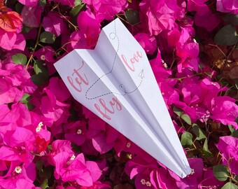 Unique Wedding Exit - 50 Folded Paper Airplanes for Guests to Throw at Your Wedding Sendoff - Let Love Fly - Mr. & Mrs. Ceremony Aisle Walk