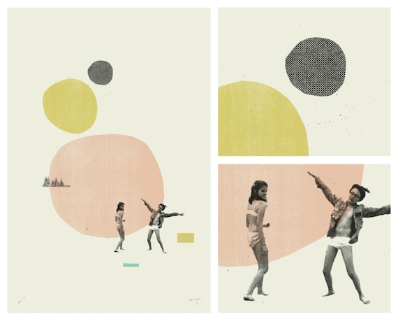 MOONRISE KINGDOM Wes Anderson Inspired Poster, Art Print Abstract  Minimalist Shapes, Collage, Cut Paper, Hipster, Mustard, Salmon - Etsy