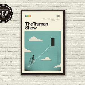 THE TRUMAN SHOW Inspired Poster - Minimalist, Mid-Century Modern, Kid&#39;s Room, Clouds, Stairs