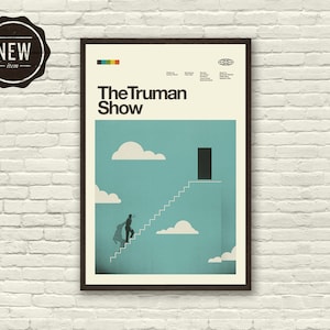 THE TRUMAN SHOW Inspired Poster - Minimalist, Mid-Century Modern, Kid's Room, Clouds, Stairs