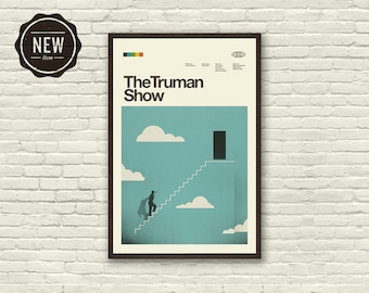 THE TRUMAN SHOW Inspired Poster - 12 x 18 Minimalist, Mid-Century Modern, Kid's Room, Clouds, Stairs