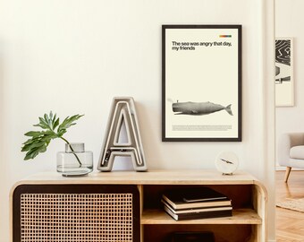 SEINFELD inspiriert Poster, Wal, Art Print - Minimalistisch, Helvetica, Mid-Century Modern, schwarz weiss, Swiss, Poster, Nautisch