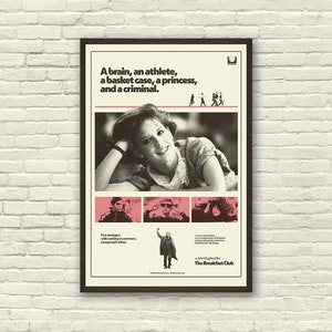 EL CLUB DEL DESAYUNO, póster inspirado en John Hughes, impresión artística, rosa, blanco y negro, de Molly Ringwald