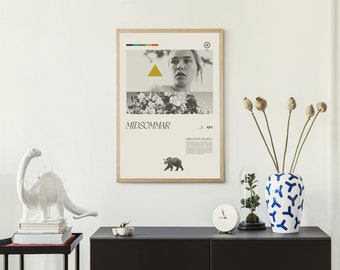MIDSOMMAR Inspired Poster, Florence Pugh, Sweden, Flowers, Art Print - Mid-Century Modern, Swiss, Poster