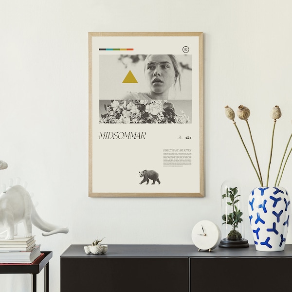 Affiche inspirée de MIDSOMMAR, Florence Pugh, Suède, fleurs, impression d'art - Suisse Mid-Century moderne, affiche