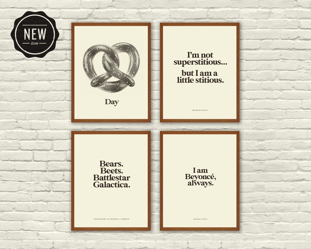 THE OFFICE Inspired Poster, Pretzel Day and Quotes Set, Art Print - 8 X ...