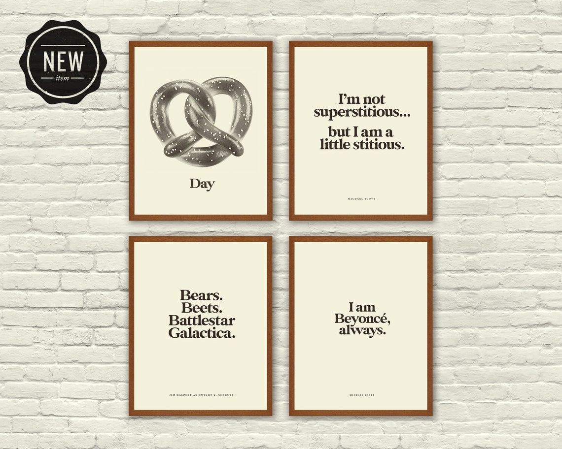 THE OFFICE Inspired Poster Pretzel Day and Quotes Set Art Etsy