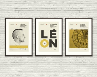 NEW YORK CITY Films Inspired Posters, Art Print Movie Series - Minimalist, Mid Century Modern, Vintage, Mustard, Retro Home, Yellow
