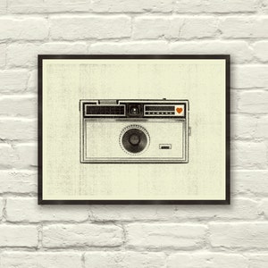 VINTAGE CAMERA LOVE - Art Print, Poster, Heart, Music, Nursery, Boutique, Hipster, Vintage Style, Retro Home