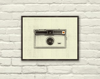 VINTAGE CAMERA LOVE - Art Print, Poster, Heart, Music, Nursery, Boutique, Hipster, Vintage Style, Retro Home