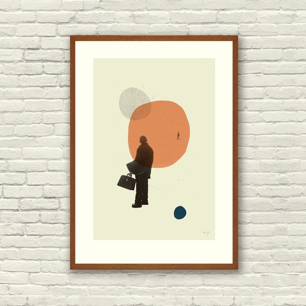 LOVE in THE ABSTRACT - Eternal Sunshine of The Spotless Mind Inspiriert Poster - Mid Century Modern, geschnittene Papiercollage, Formen