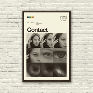 KONTAKT Film Poster, Jodie Foster, Art Print - Minimalistisch, Helvetica, Mid-Century Modern, Schweizer, Weltall, Büro