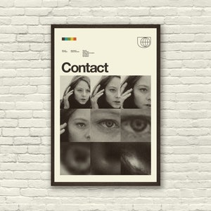 CONTACT Movie Poster, Jodie Foster, Art Print - Minimalist, Helvetica, Mid-Century Modern, Swiss, Space, Office