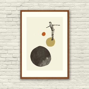 Pôster abstrato inspirado em DAVID BOWIE, impressão artística - formas minimalistas abstratas, colagem, papel recortado, dourado, belas artes