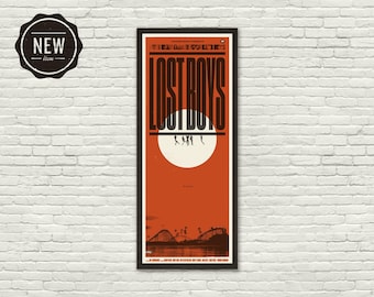 THE LOST BOYS, Vampire inspiriertes Poster, Mid-Century Modern, Art Print, Rot, Horror, 80s, Vintage, 14x36 inches
