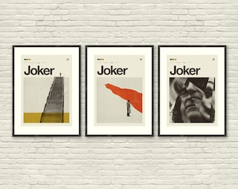 JOKER Art Print Poster Set, Joaquin Phoenix, 20x28 Lithograph Art Print, MidCentury Modern, Swiss, Helvetica