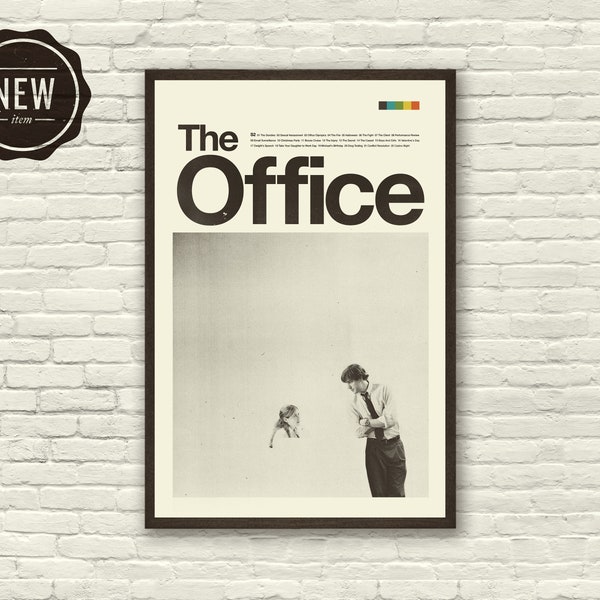 Affiche inspirée de THE OFFICE, Jim et Pam, Impression d'art - Minimaliste, Helvetica, Moderne milieu du siècle, Noir et blanc, Suisse, Poster