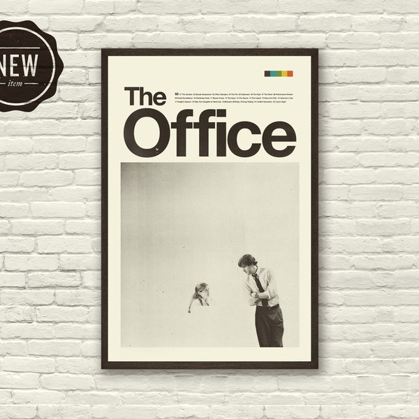 Póster inspirado en THE OFFICE, Jim y Pam, Impresión de arte - Minimalista, Helvética, Moderno de mediados de siglo, Blanco y negro, Suizo, Póster