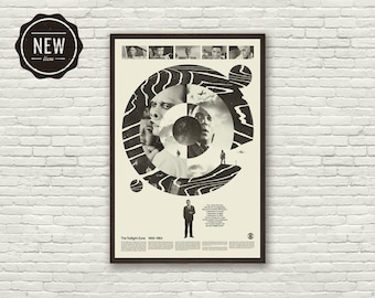 TWILIGHT ZONE, Poster ispirato a Rod Serling, Mid-Century Modern, Stampa artistica, Bianco e nero, Fantascienza, Vintage